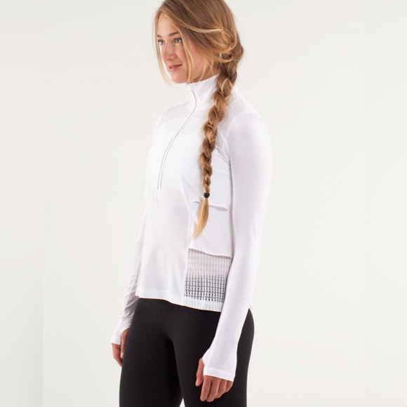 LULULEMON Sun Runner Hybrid Pullover in White, Size 2 - Picture 2 of 12